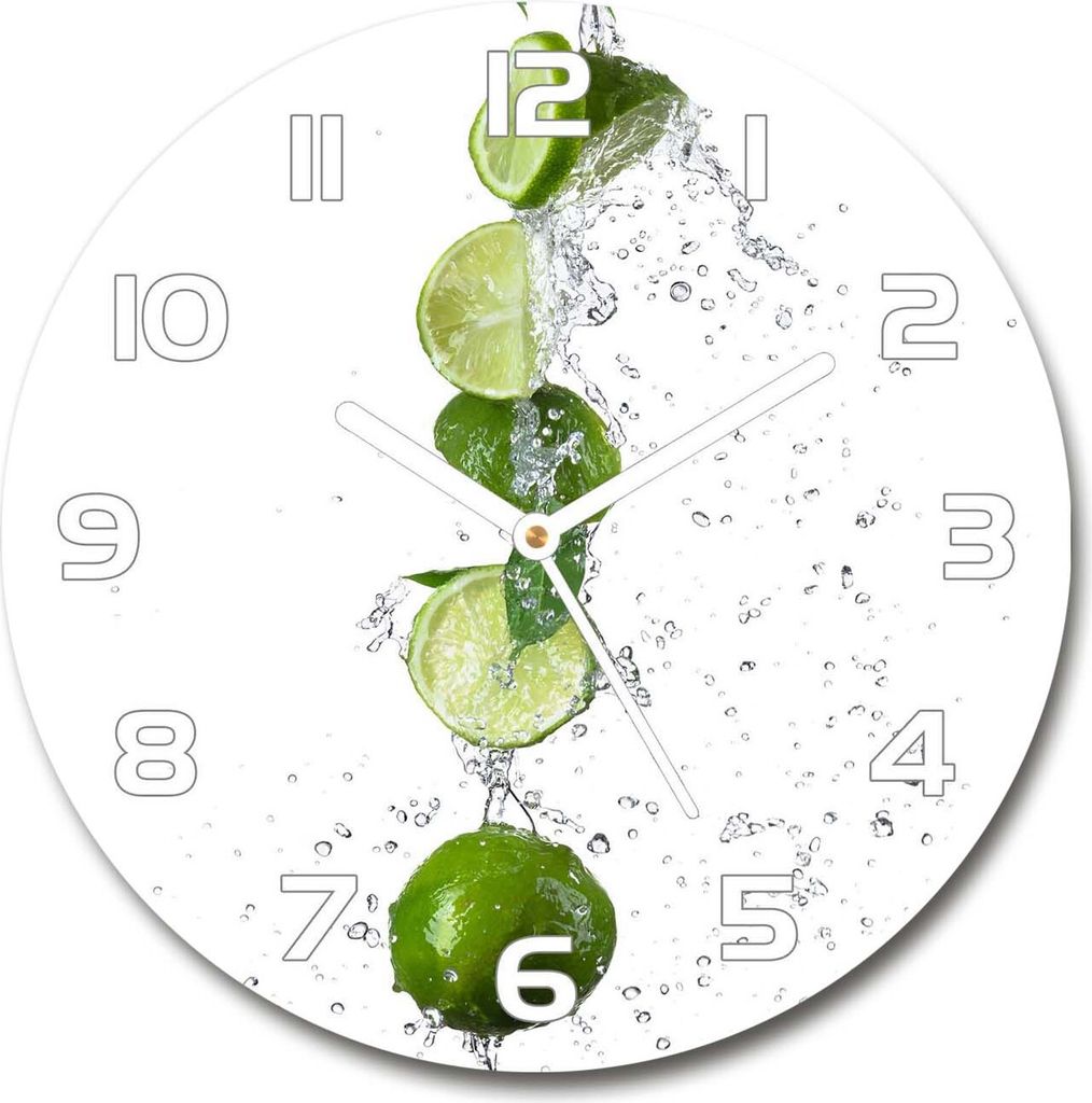 Wanduhr aus Glas 30fi Glasbild Glasuhr Gehärtetes Glas - weisse-zeiger - Limonka and water