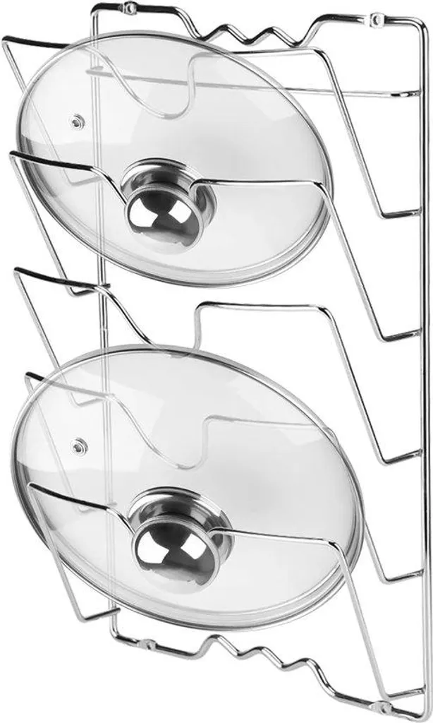Support mural 5 bacs chromé pour bouchons de roue, format compact
