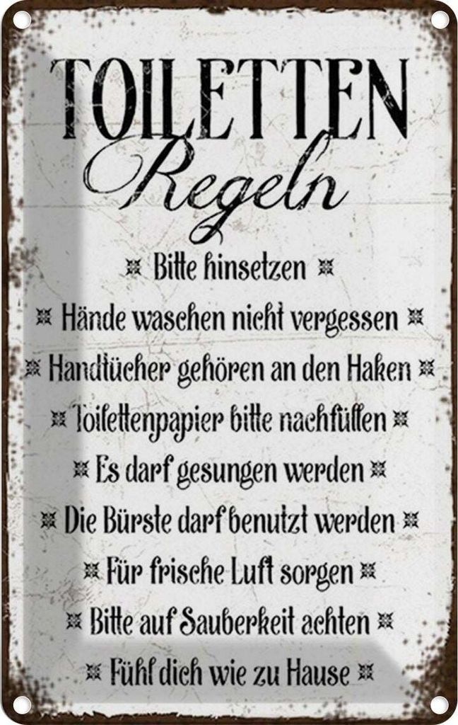 vianmo Blechschild 30x20 cm Toiletten Regel bitte hinsetzen Spruch Zitat