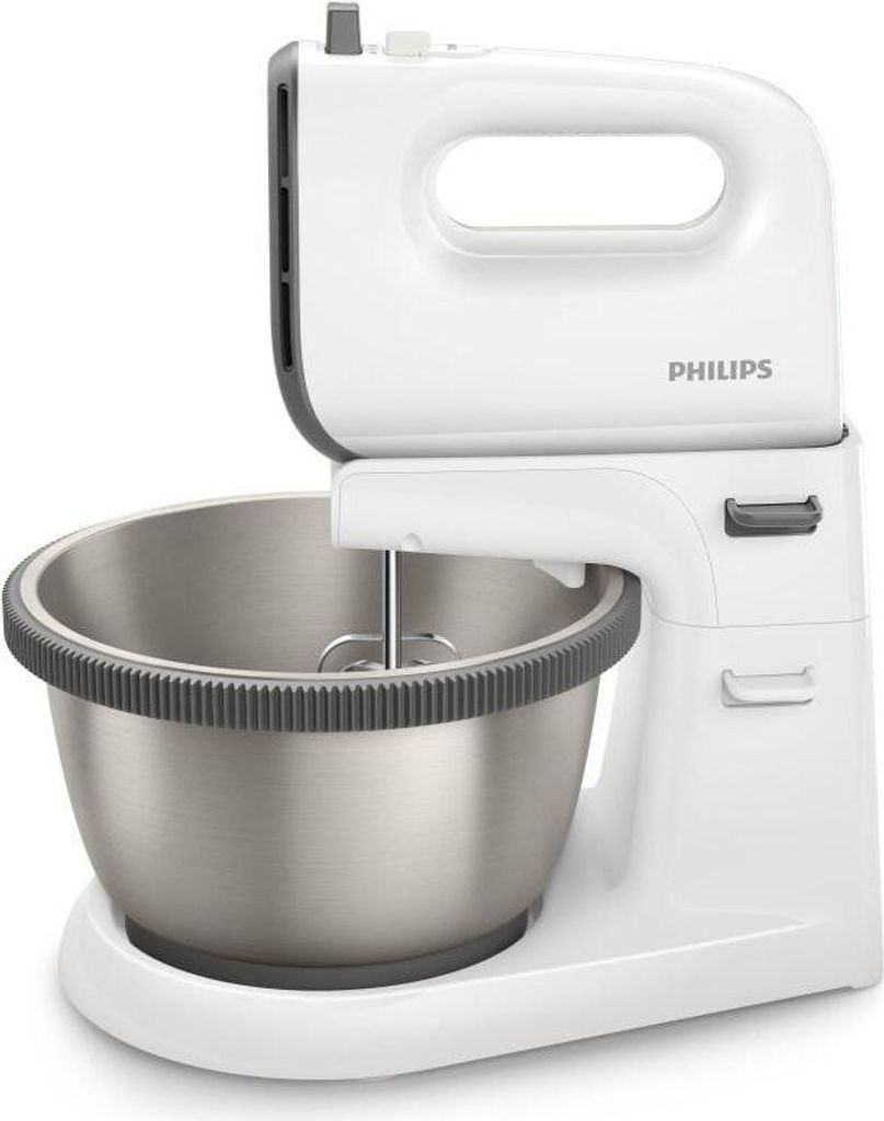 Philips Hr3750/00 Mixer für den täglichen Gebrauch, 5 Geschwindigkeitsstufen, konischer Schneebesen aus Edelstahl, 3-L-Metall-Drehbecher, 450 Watt