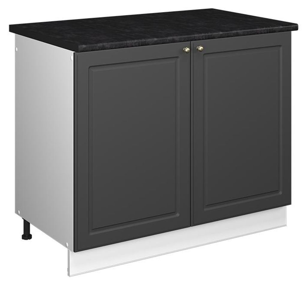 Spülenunterschrank Vicco Fame-Line Anthrazit-Gold Landhaus/Weiß 100 cm, AP Anthrazit, Model 61899