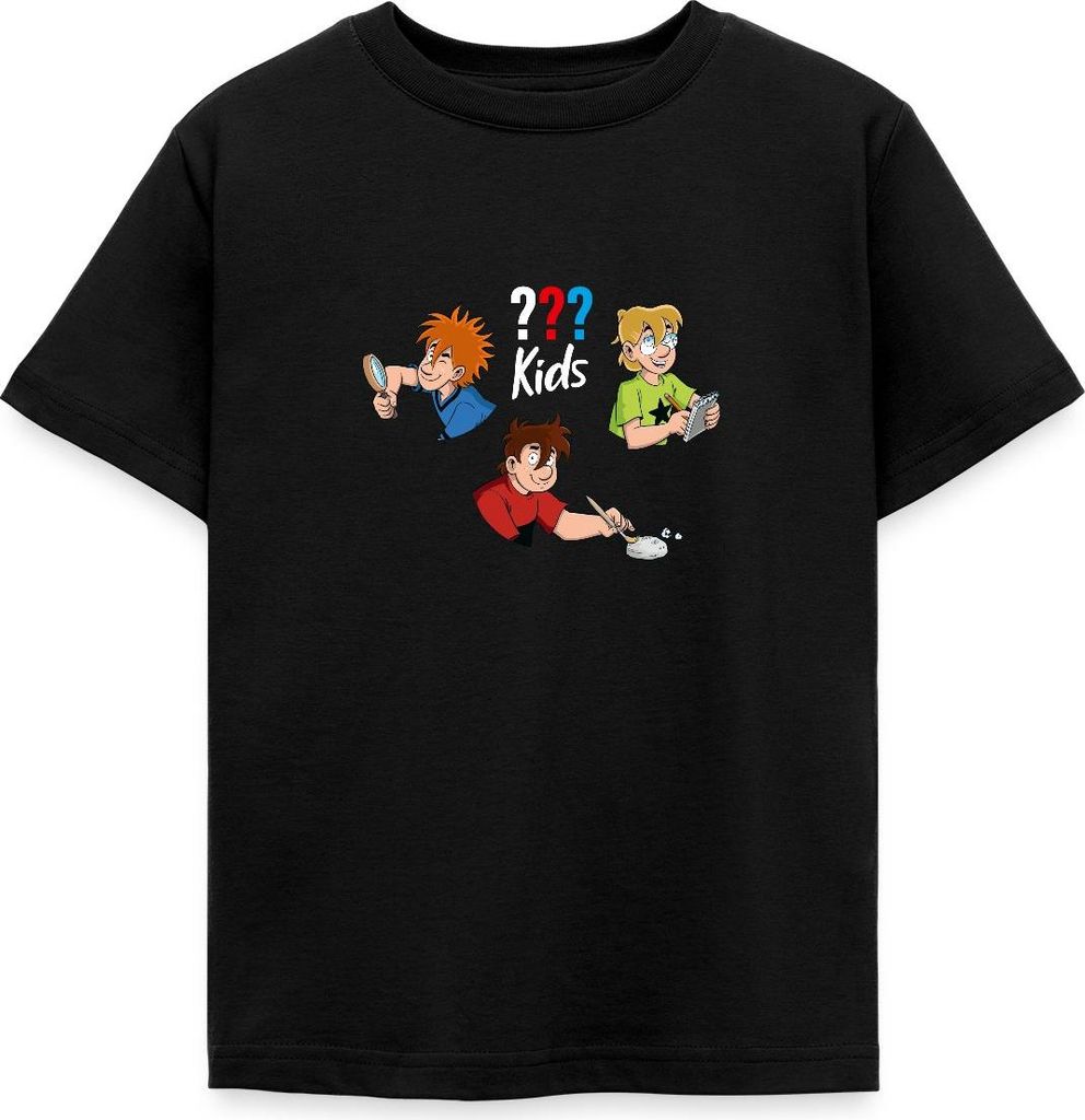 Spreadshirt Die Drei Fragezeichen Kids Detektive Kinder T-Shirt, 98/104 (3-4 Jahre), Schwarz