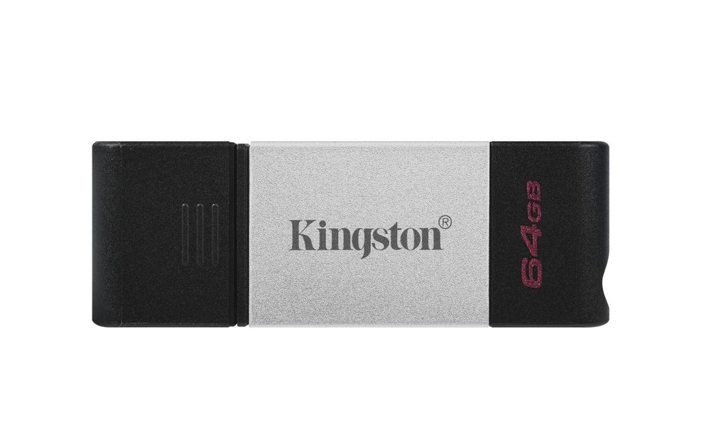 Kingston Technology DataTraveler 80, 64 GB, USB Typ-C, 3.2 Gen 1 (3.1 Gen 1), 200 MB/s, Kappe, Schwarz, Silber
