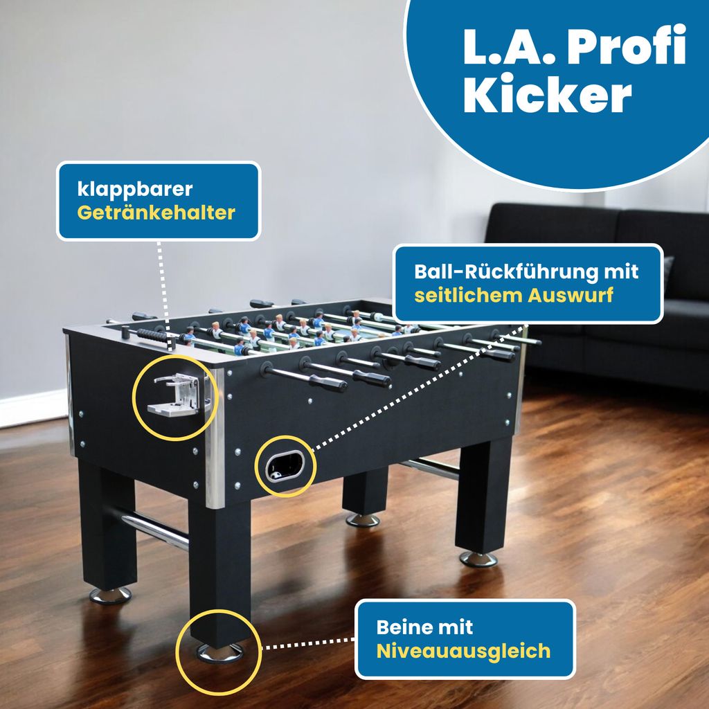 L.A. Sports Kicker Table 5“ Profi Kickertisch schwarz Produktbild 3