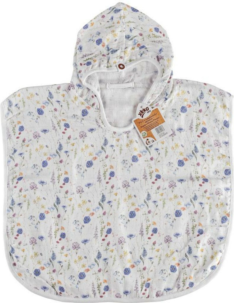 XKKO BMB Digi – Blaue Wildblumen, Bambus-Poncho, Größe 2