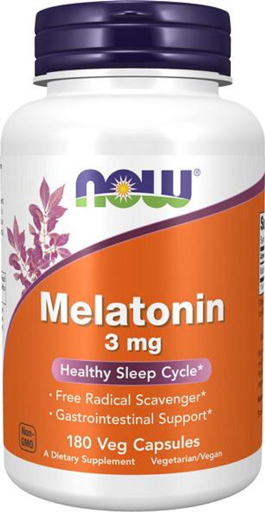 Melatonina 3 mg 180 kapsułek wegetariańskich Now Foods Zdjęcie produktu 