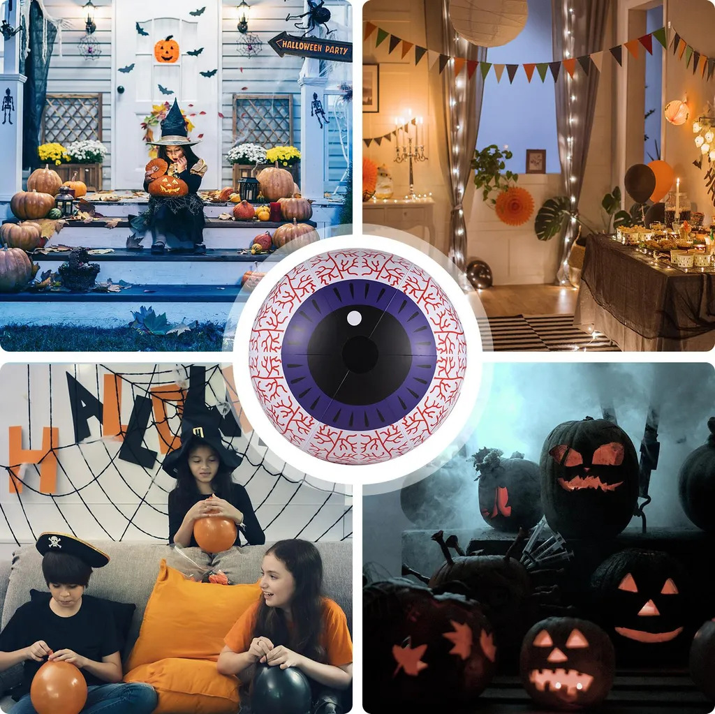 Œil Gonflable LED Halloween 23 Pouces RVB avec Télécommande Multi-Couleurs