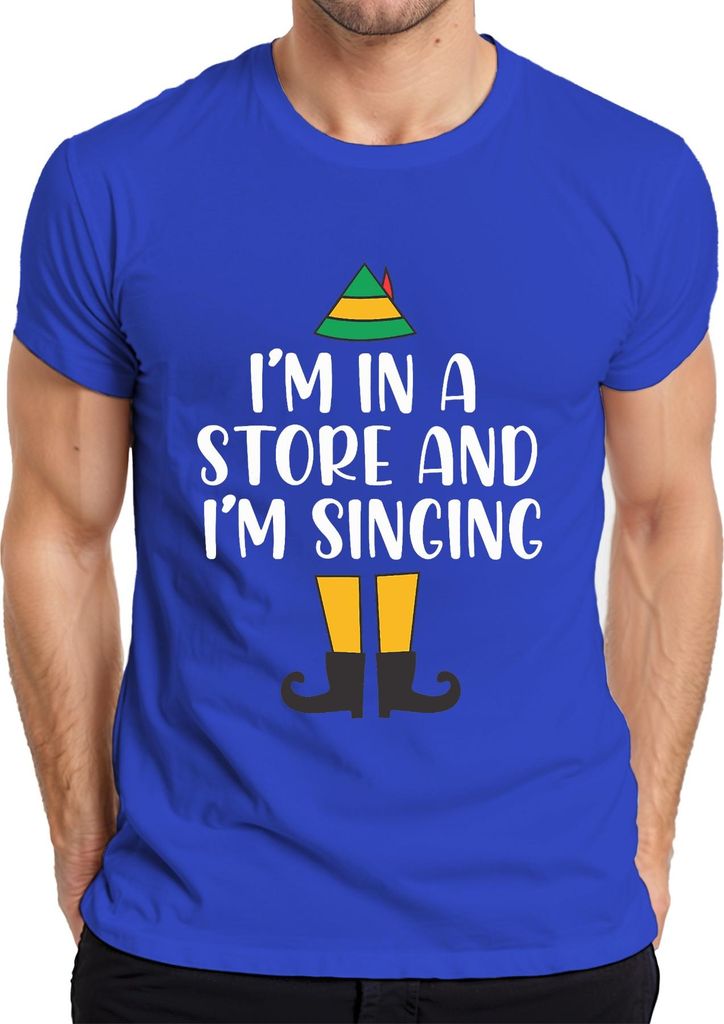 I'm in a store and I'm singing Christmas Elf Geschenk Lustig Herren T-Shirt, Blau, XL