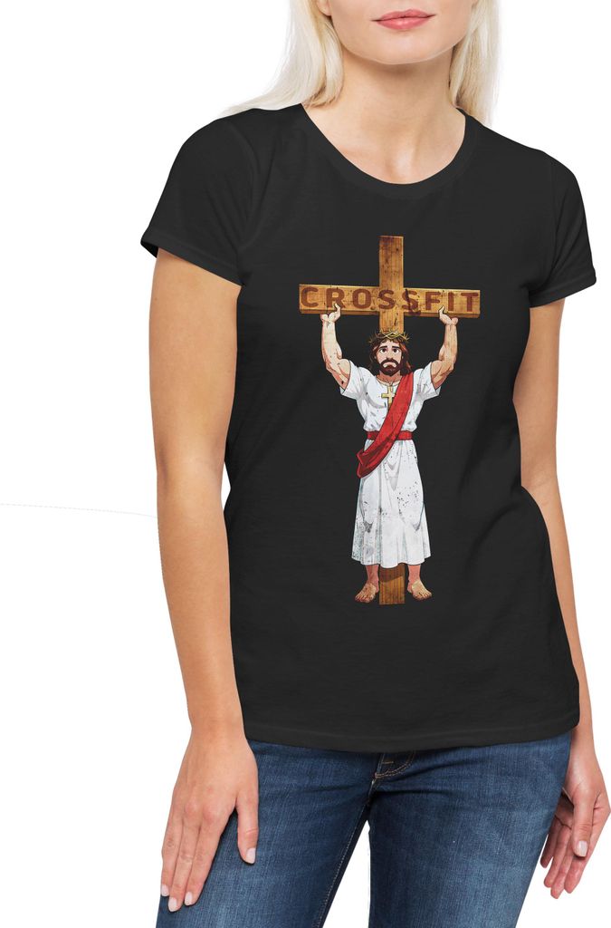 Urban Backwoods Crossfit Jesus, Damen T-Shirt, Farbe: Schwarz, Größe: 3XL