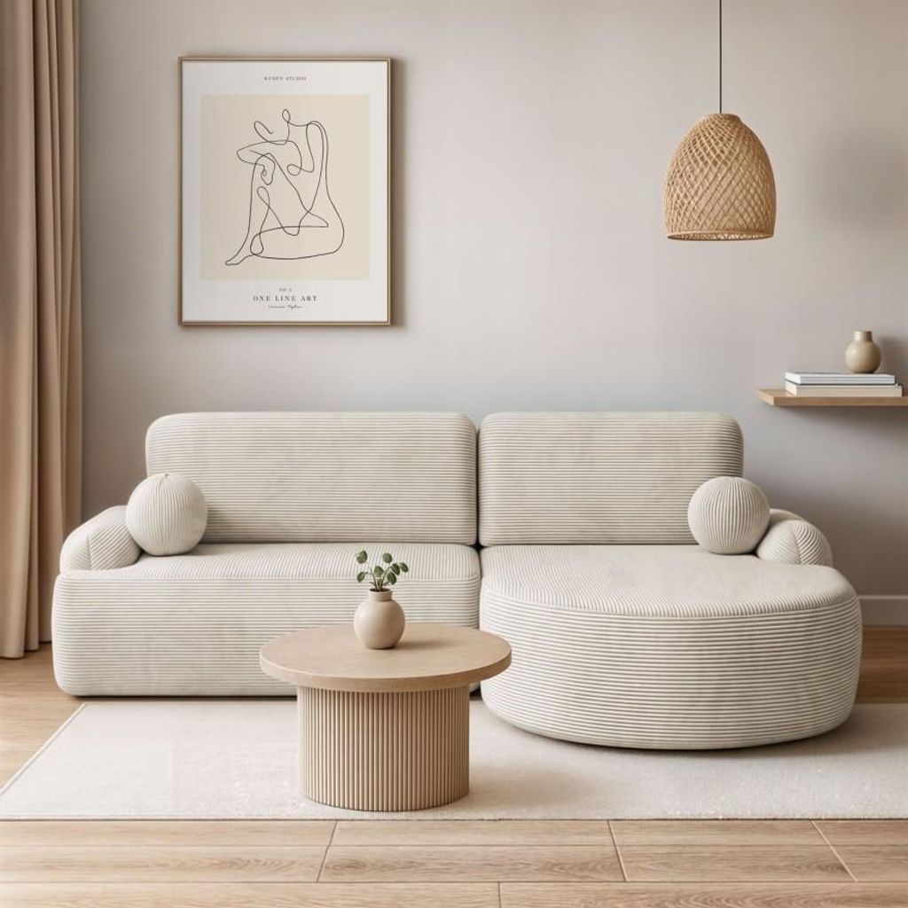 Runder Ecksofa CLEO II mit Schlafunktion rechts - Poso 105