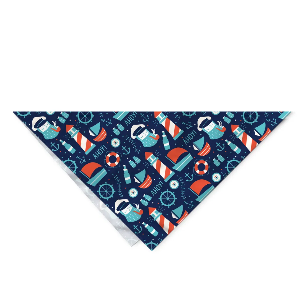 Bandana per Cani ABAKUHAUS 55x55 cm - Stile Nautico Blu e Vermiglio - 2