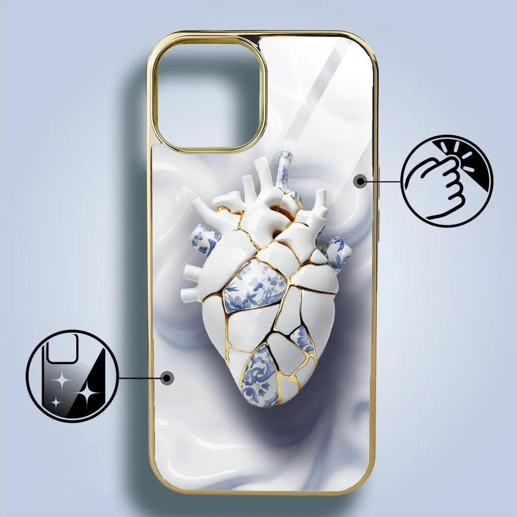Coque de protection rigide pour iPhone 14 en verre trempé chic