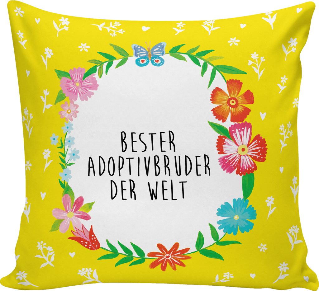 Mr. & Mrs. Panda Kissen 40x40 Adoptivbruder - Weiß - Geschenk, Kopfkissen, Bruder, Bester, Kuschel, Sofakissen, Polster, kuschelkissen, Geschwiste...