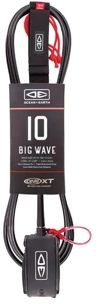 Leash de Surf pour Grosses Vagues 10'0'' Ocean & Earth One XT Noir