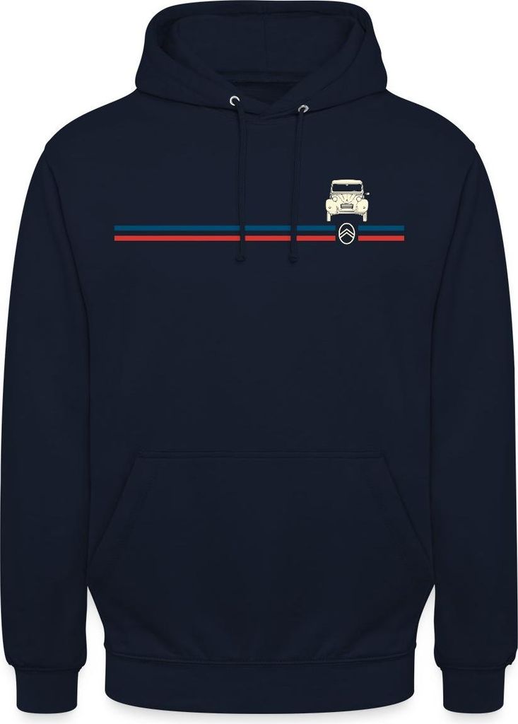 Spreadshirt Citroën 2CV Ente Streifen Logo Uni Hoodie, 3XL, Navy