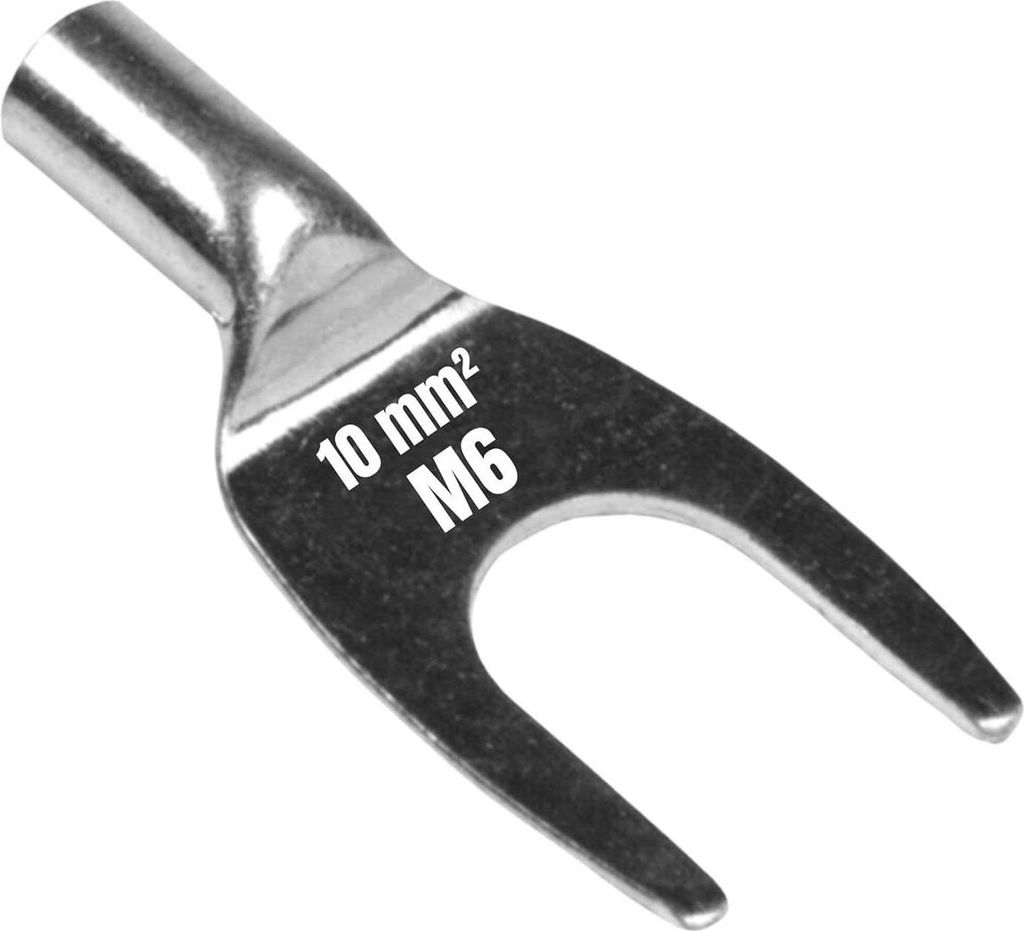 10 Stück Kalitec NR10-U6 Rohrkabelschuh Reinnickel 10mm² M6 Gabelform I für sehr hohe Temperaturen bis zu 650°C