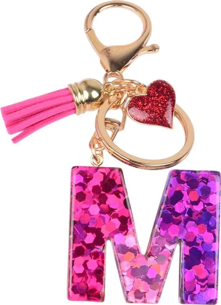 Eleganter Alphabet Schlüsselanhänger M in Roségold mit Herz KP37983