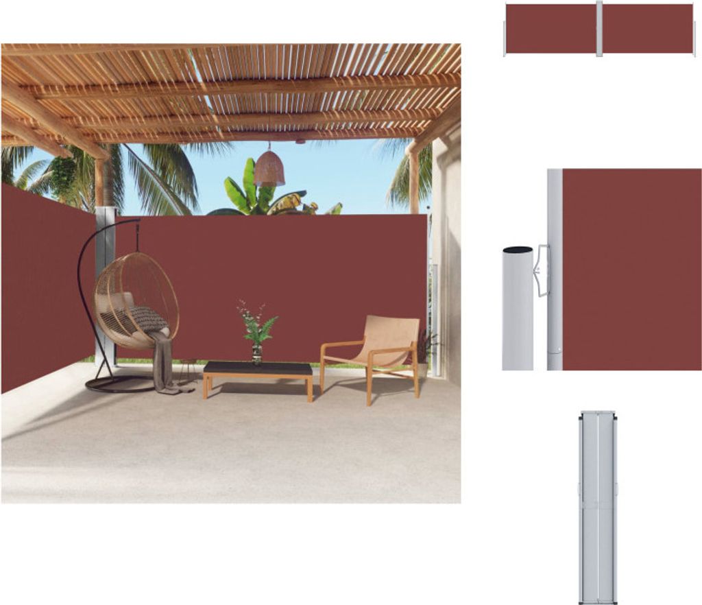 vidaXL Seitenmarkise Ausziehbar Braun 180x600 cm - Sonnenschirme & Sonnenschutze