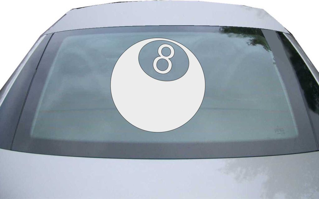 Indigos UG - Aufkleber Heckscheibe & Motorklappe DE2499 - silber - 600x600 mm - 8 Ball - Auto Scheiben Fenster Heckklappe Tuning Racing JDM - Die cut