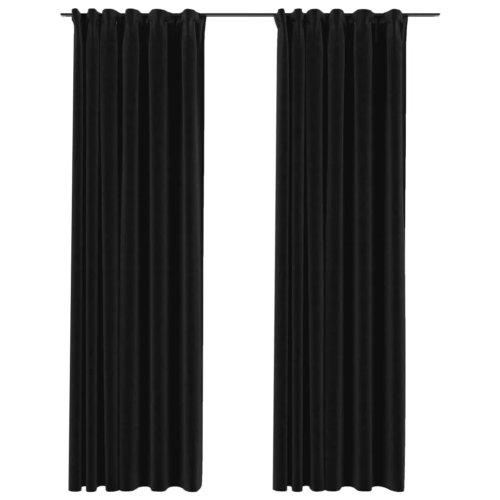 vidaXL Tende Oscuranti Effetto Lino 140x245 cm con Ganci | Set 2 Pezzi