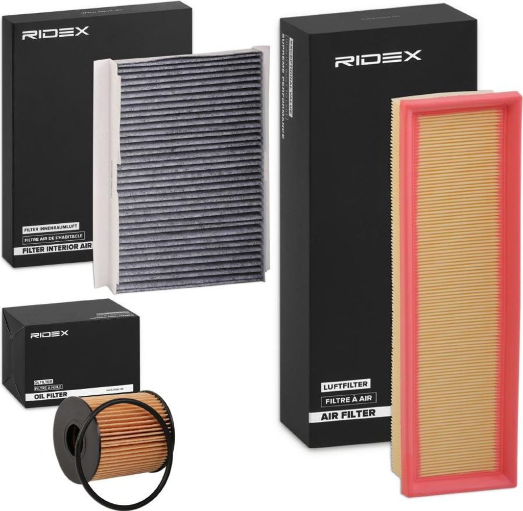 RIDEX Filterset Inspektionspaket Filtersatz für VW GOLF PLUS (5M1, 521) passend für MERCEDES-BENZ E-Klasse T-modell (S211) für OPEL Corsa D Schr...