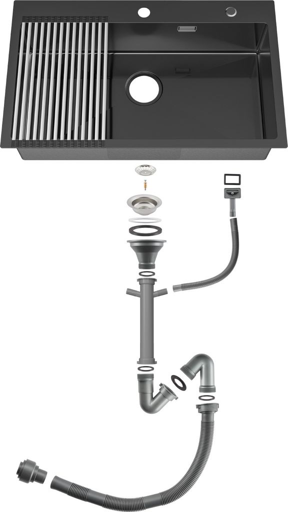 SHACO 71,1 Cm Edelstahl-Küchenspüle Schwarz - Top-Mount Einzelbecken, 22,9 Cm Tief, Gunmetal Black, Für Küche & Utility