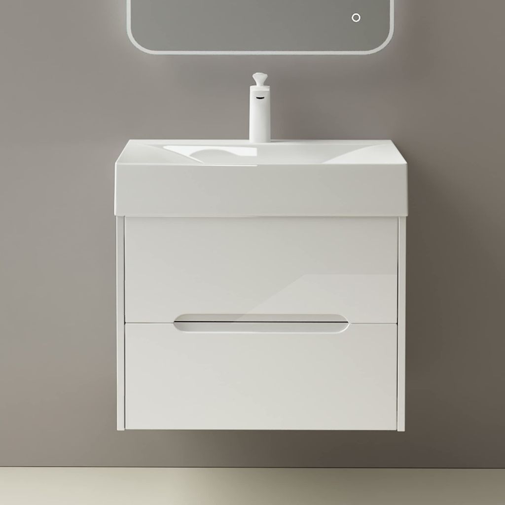 Mai & Mai Badezimmermöbel Waschbeckenunterschrank mit Softclose Schubladen inkl. Mineralguss Waschbecken 60cm in Weiß Badmöbel-Set Yoga