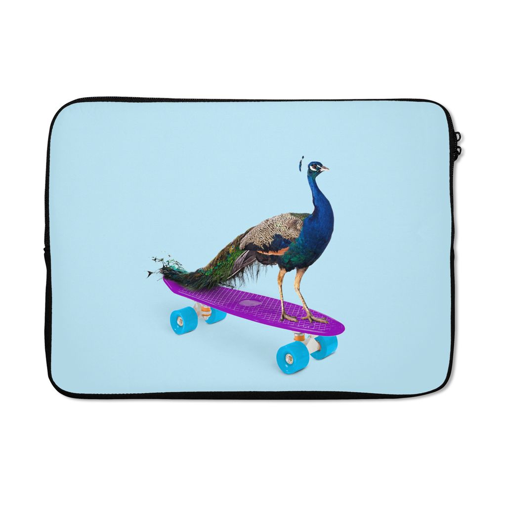 MuchoWow Laptop Hülle 13 Zoll Pfau - Blau - Skateboard - Tiere - Lustig Laptoptasche - Laptophülle - Sleeve - Rundumschutz