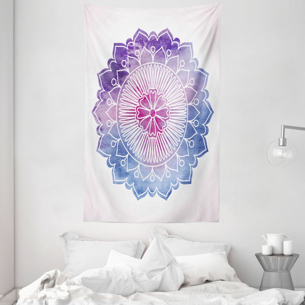 ABAKUHAUS Blatt Wandteppich und Tagesdecke, Boho-Blüten-Aquarell aus Weiches Mikrofaser Stoff Waschbar ohne Verblassen Digitaldruck, 140 x 230 cm,...