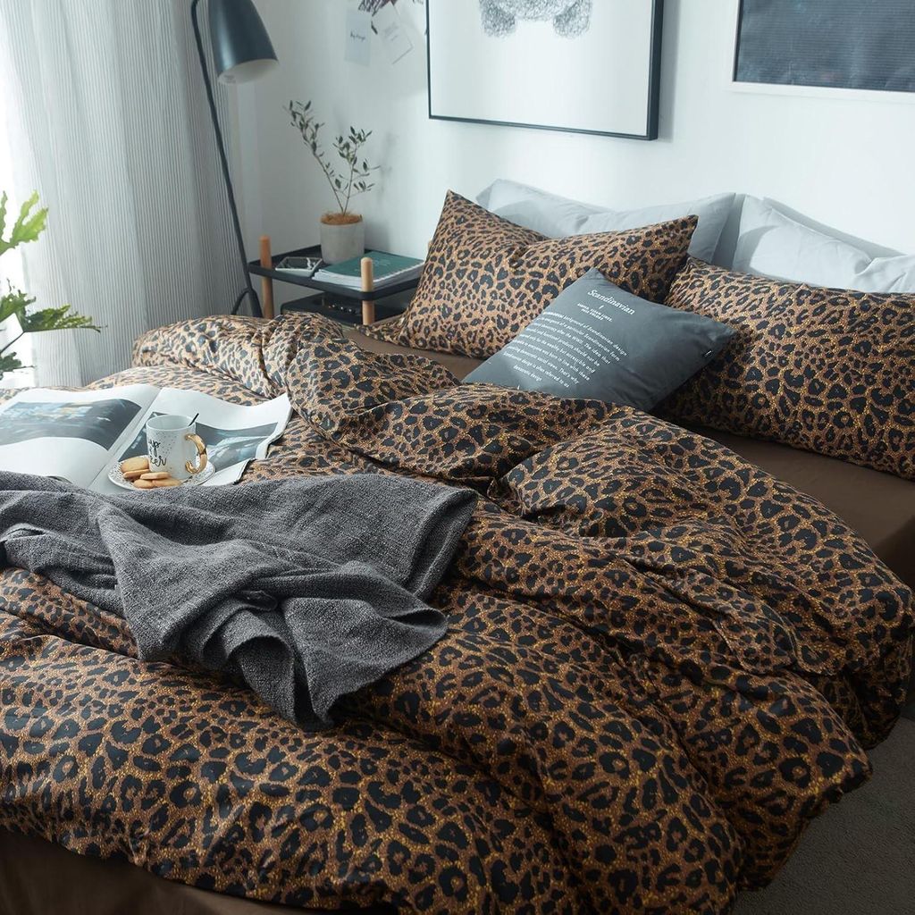 Omgoods – Bettwäsche-Set mit Leopardenmuster, 200x200 cm, Produktbild 