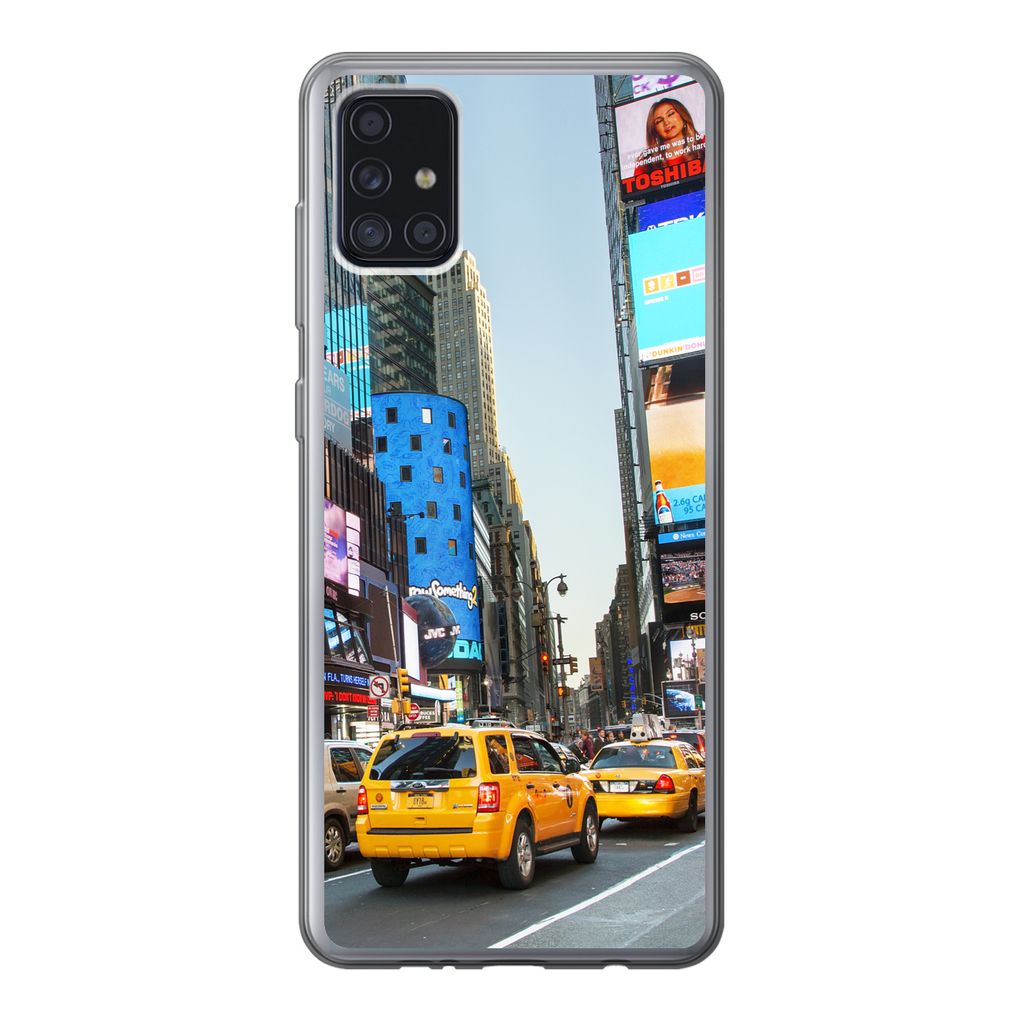 MuchoWow Handyhülle Schutzhülle Hülle für Samsung Galaxy A52 5G New York - Taxi - Gelb Silikon Softcase Handy Hülle - Umschlag
