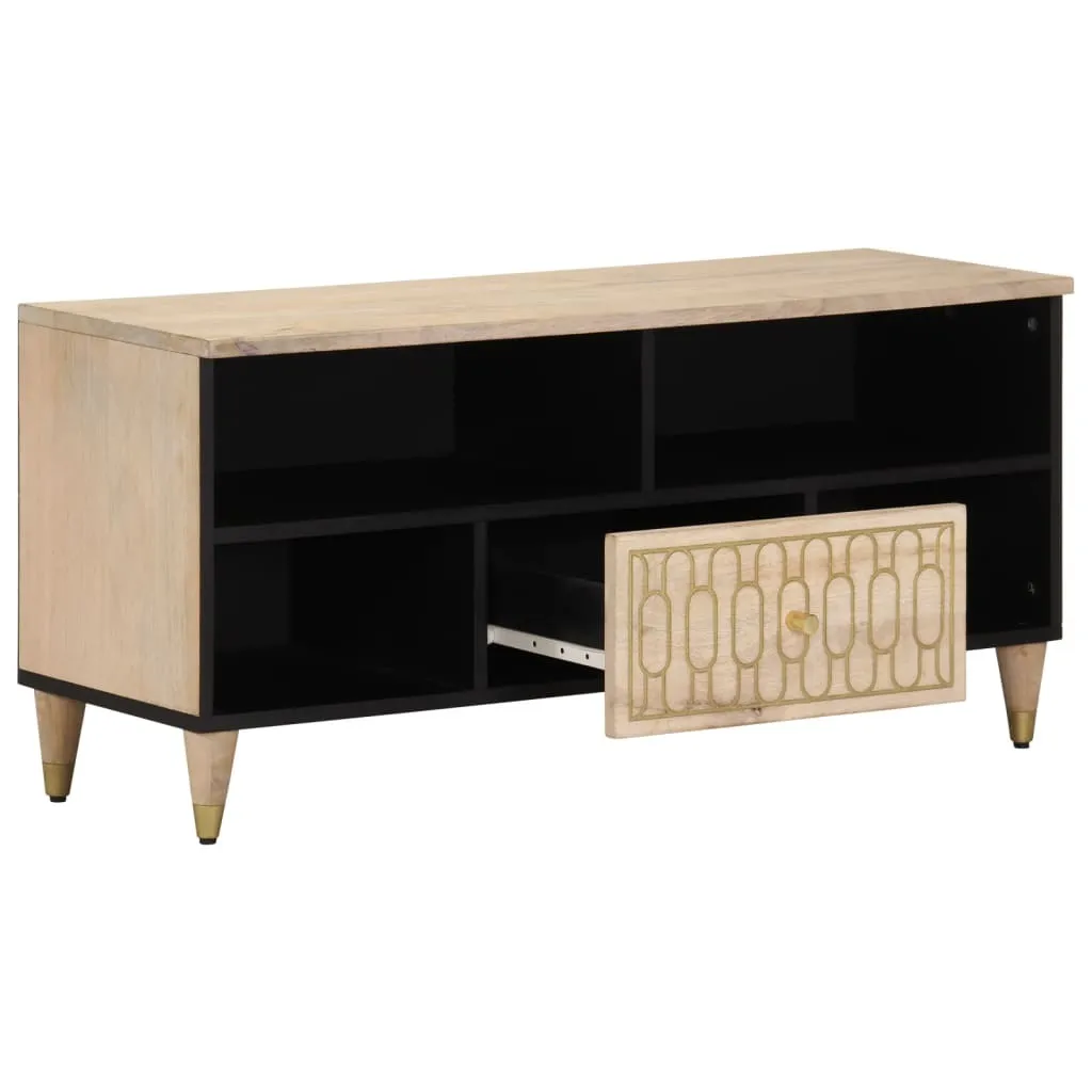 Mobile Porta TV SYFAX™ 100x33x46 cm - Legno Massello di Mango Naturale