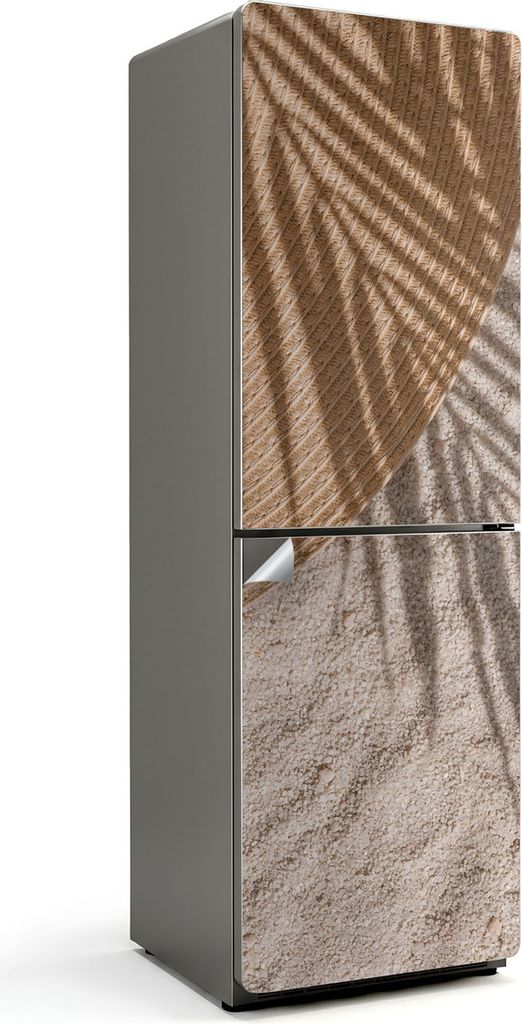 Der Schatten der Blätter auf dem Sand – Kühlschrank Aufkleber – Klebefolie Kühlschrank – Kühlschrank Nachbildung – Kühlschrankfolie se...