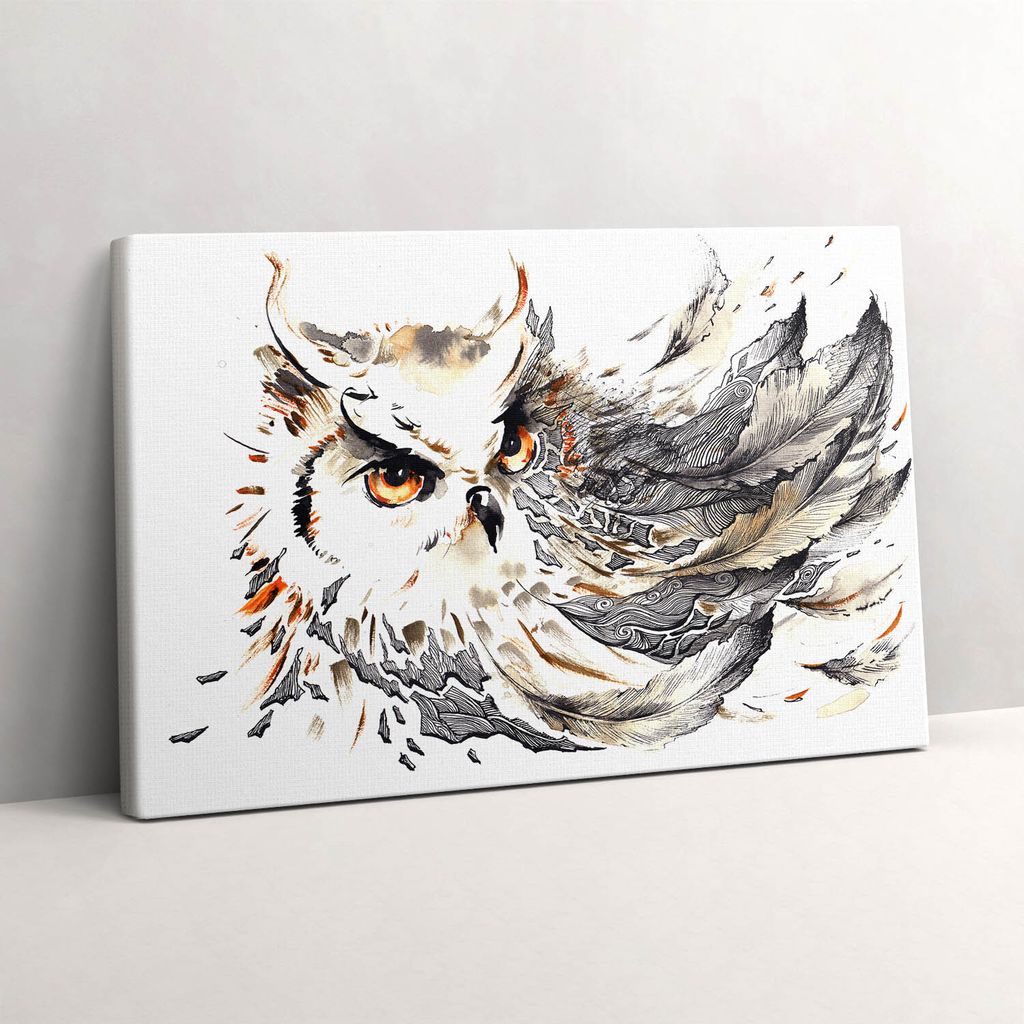 Eule Symbol der Weisheit und des Lernens – Leinwandbild Wandbild – 30x20 cm – Leinwandbilder – Wandbilder – Schlafzimmer – Flur