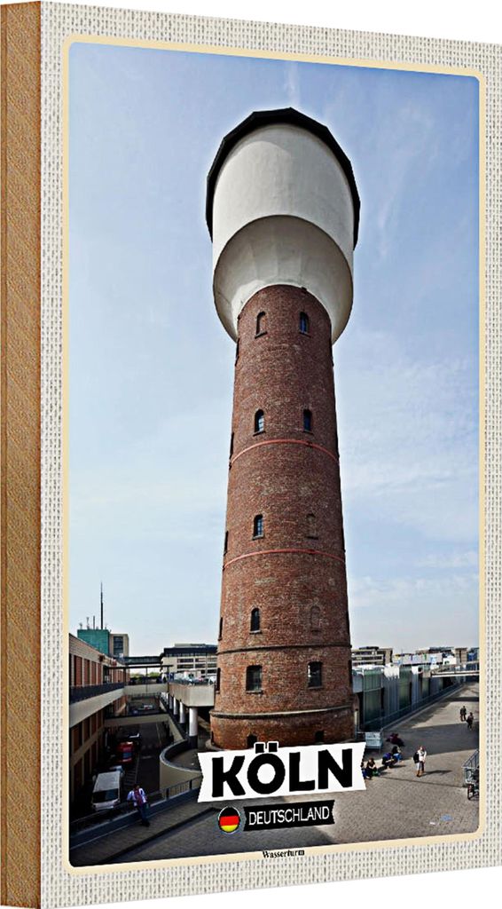 Holzschild Städte Köln Wasserturm Bauwerk 20x30cm