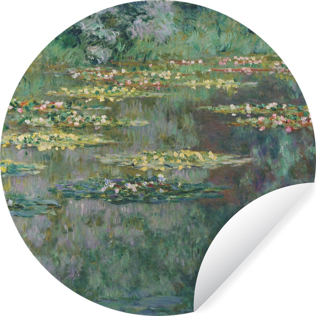 MuchoWow Runde Wandtattoo - Wandsticker Tapete Aufkleber Seerosen - Gemälde von Claude Monet Ø 50 cm Selbstklebend und Repositionierbar - Wanda...