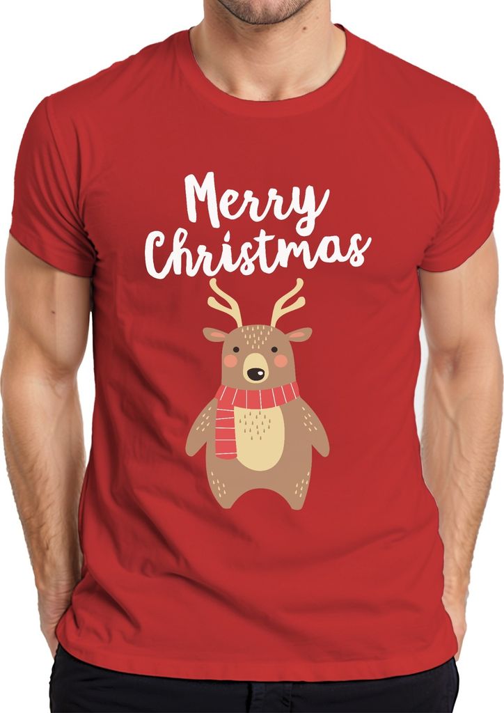 Merry Christmas cooles Rentier - Weihnachten Weihnachtsgeschenk Christmas Herren T-Shirt, Rot, S
