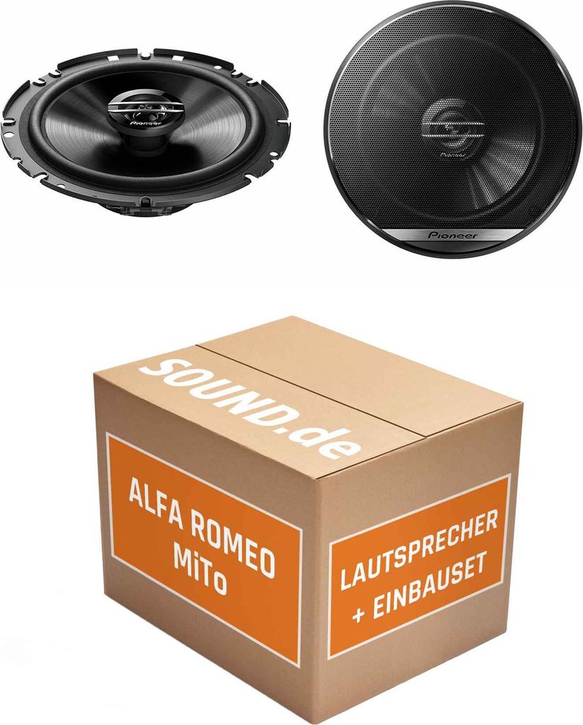 Lautsprecher Boxen Einbaupaket vorne Pioneer TS-G1720F passend für Alfa Romeo MiTo | 2x Tief-Mitteltöner mit integriertem Hochtöner 300W MAX