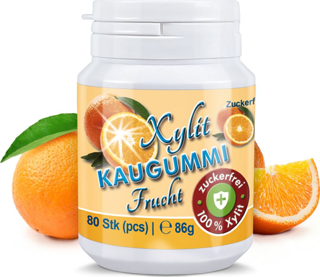 Xylitquelle Zahnpflegekaugummi FRUCHTIG | 80 Stk | 100% Xylit für angenehmen Atem | zuckerfrei, vegan, ohne Aspartam | 80 Kaugummis (1er Pack)