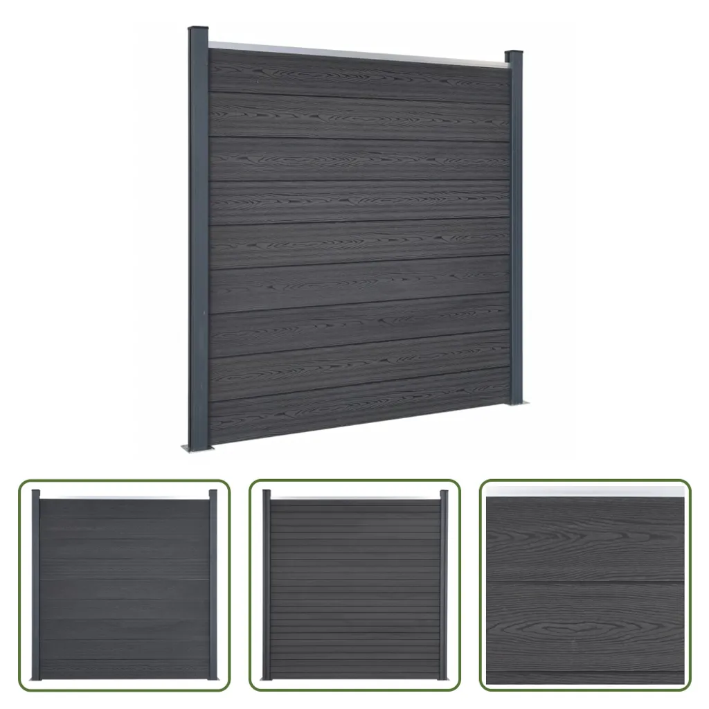 Clôture gris 180x186 cm WPC composite The Living Store pour jardin
