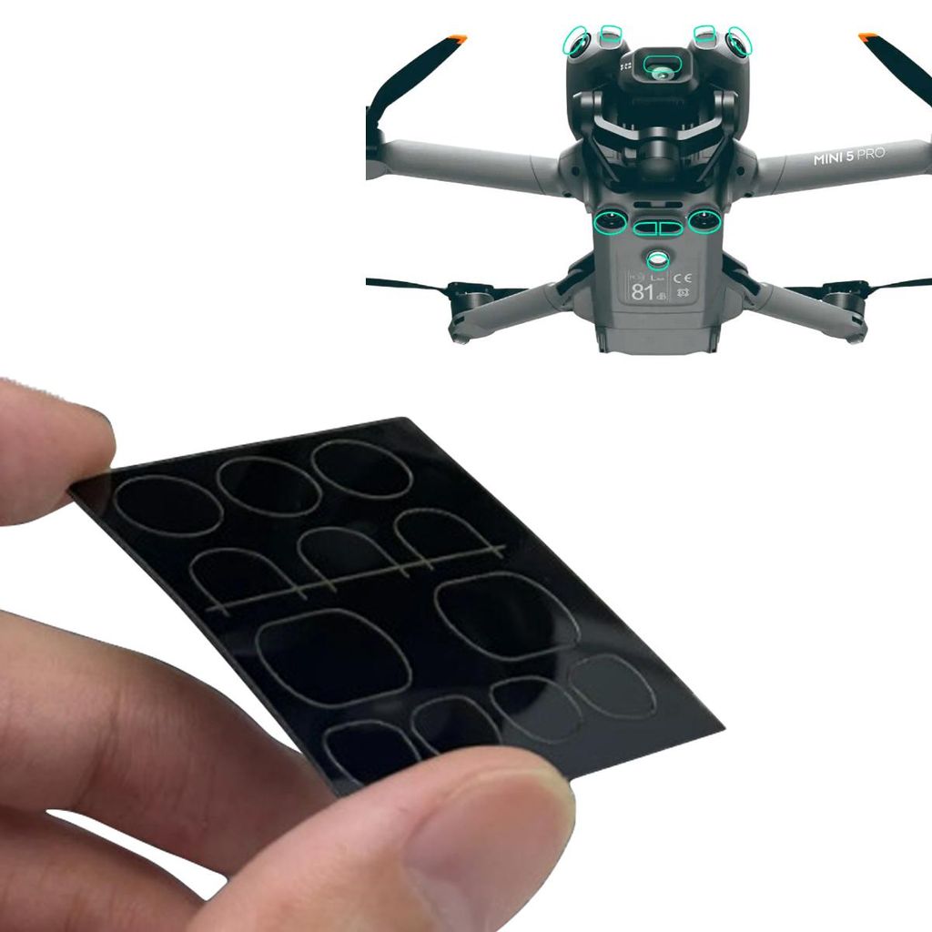 Schutzfolie für DJI Mini 5 Pro Kamera & Sensor, Nano-Film kratzfest, HD klar, inkl. Heißluftgebläse 220V