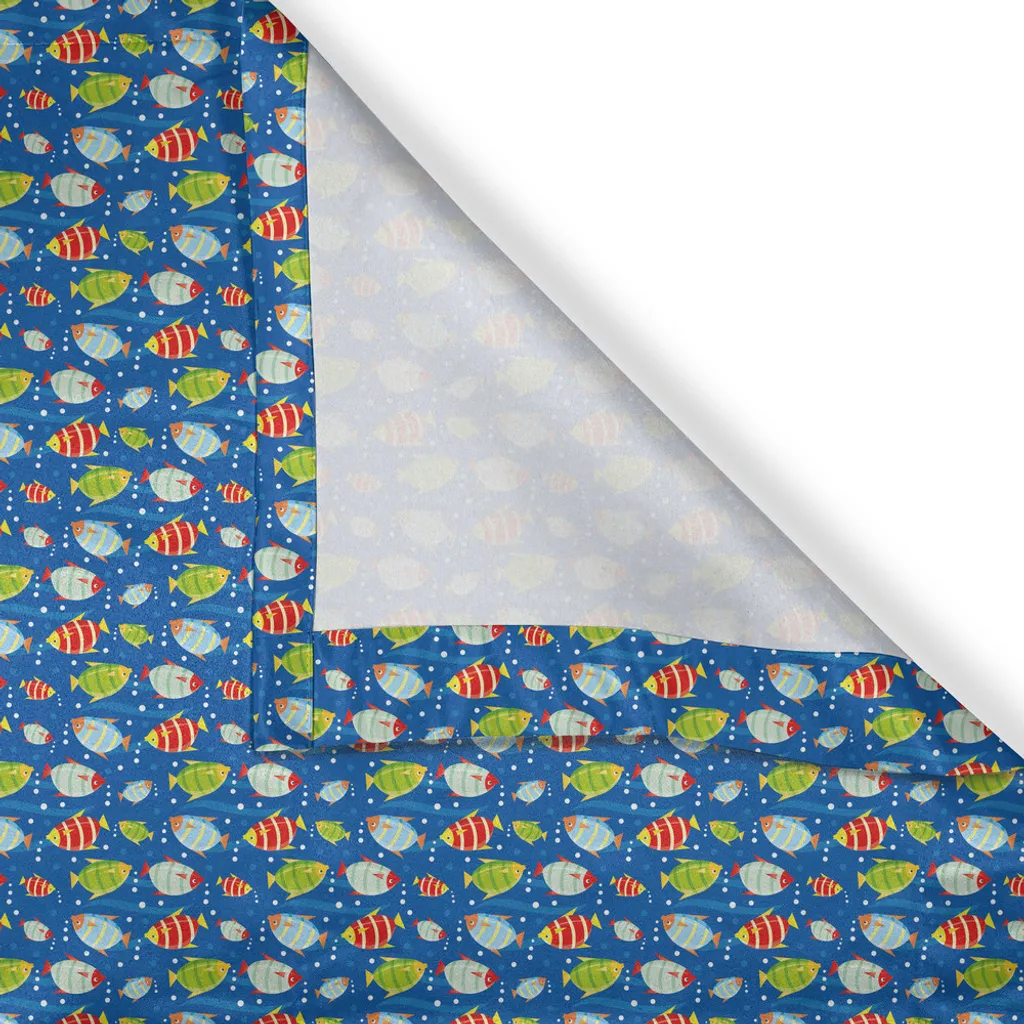 ABAKUHAUS Tenda con occhielli per asilo nido, Pesci colorati vibranti su sfondo blu marino - Arte digitale sulla vita marina, Tende decorative a 2 pannelli per finestre, 280 cm x 175 cm, Blu marino Multicolore - 3
