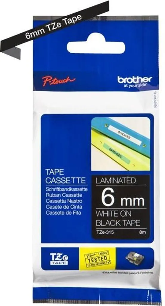 Nastro di scrittura Brother TZ-315 6 mm b/n