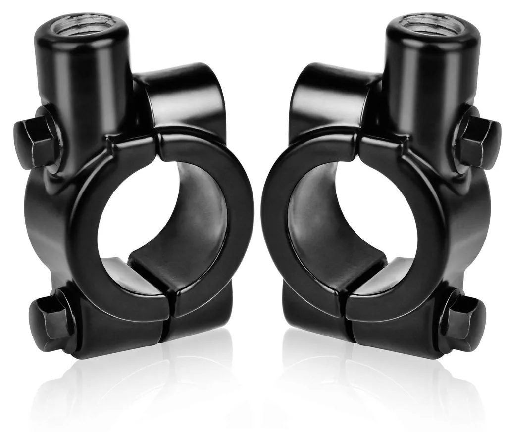 Adaptateur de rétroviseur pour guidon moto 22 mm en alu noir anodisé