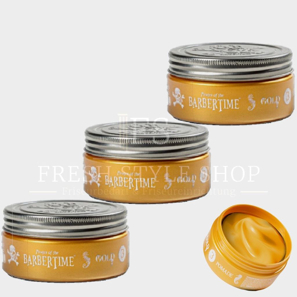 3x BARBERTIME Haarpomade Hair Pomade Styling Pomade 150ml Gold