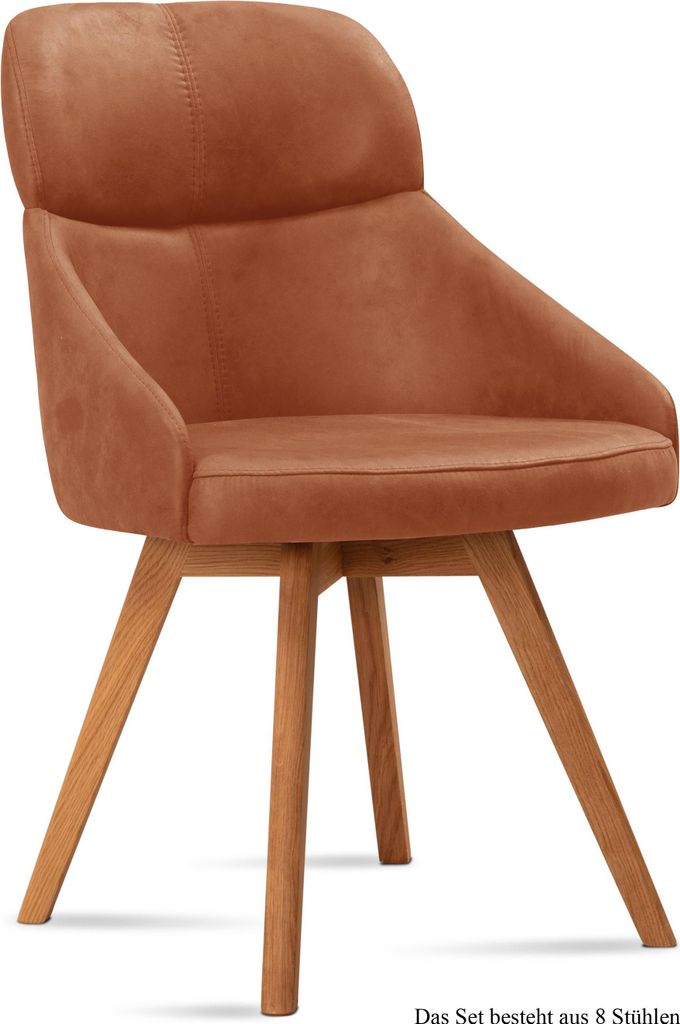 Esszimmerstuhl (8er-Set) Donna 52x82x63 Eiche geölt/Cognac