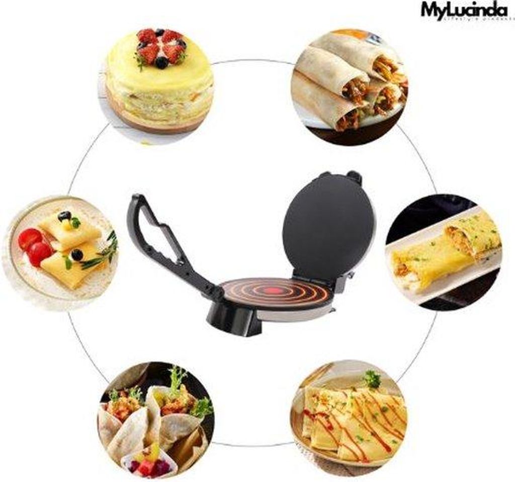 Mylucinda – Elektrischer Crêpes-Maker 220 V – Automatische Antihaft-Pfanne aus Edelstahl für Crêpes, Chapati, Tortillas, Roti und indische...