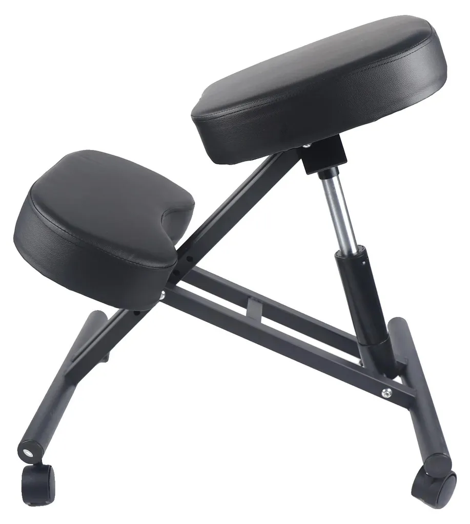 Chaise à genoux contre le mal de dos, ergonomique et réglable, noire