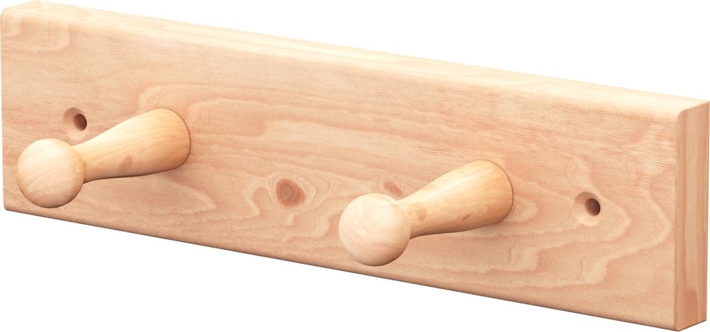 sossai Garderobenleiste Buche / 2 Haken Holz Wandgarderobe Flur Garderobenhaken Kleiderhaken