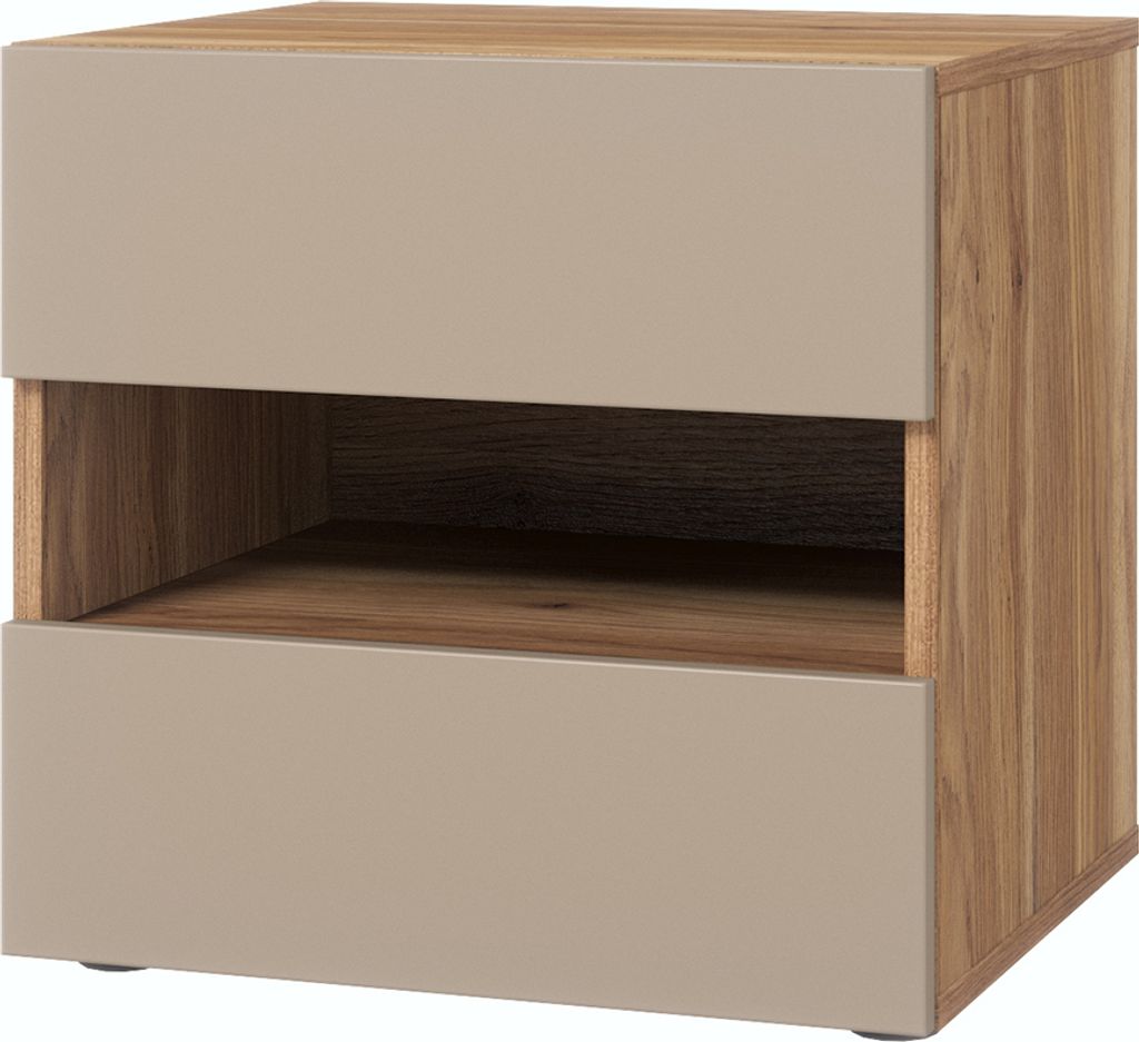 Nachtkommode mit 2 Schubkästen in Eiche mit beige ISPARTA-83
